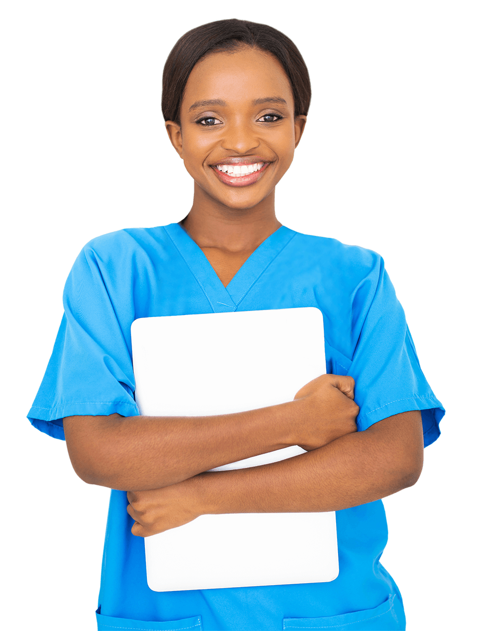 healthcare_student Medical Assistant holding a laptop