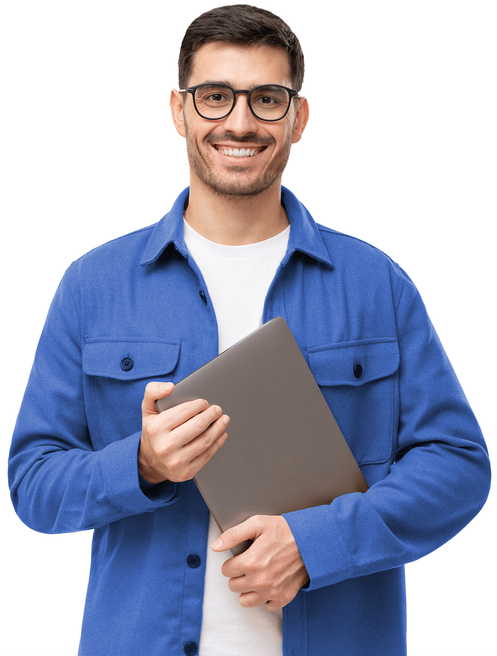 it_student a man holding a laptop